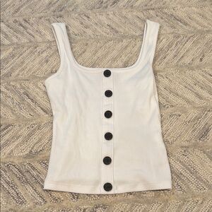 Abercrombie & Fitch White Button-Front Tank Top